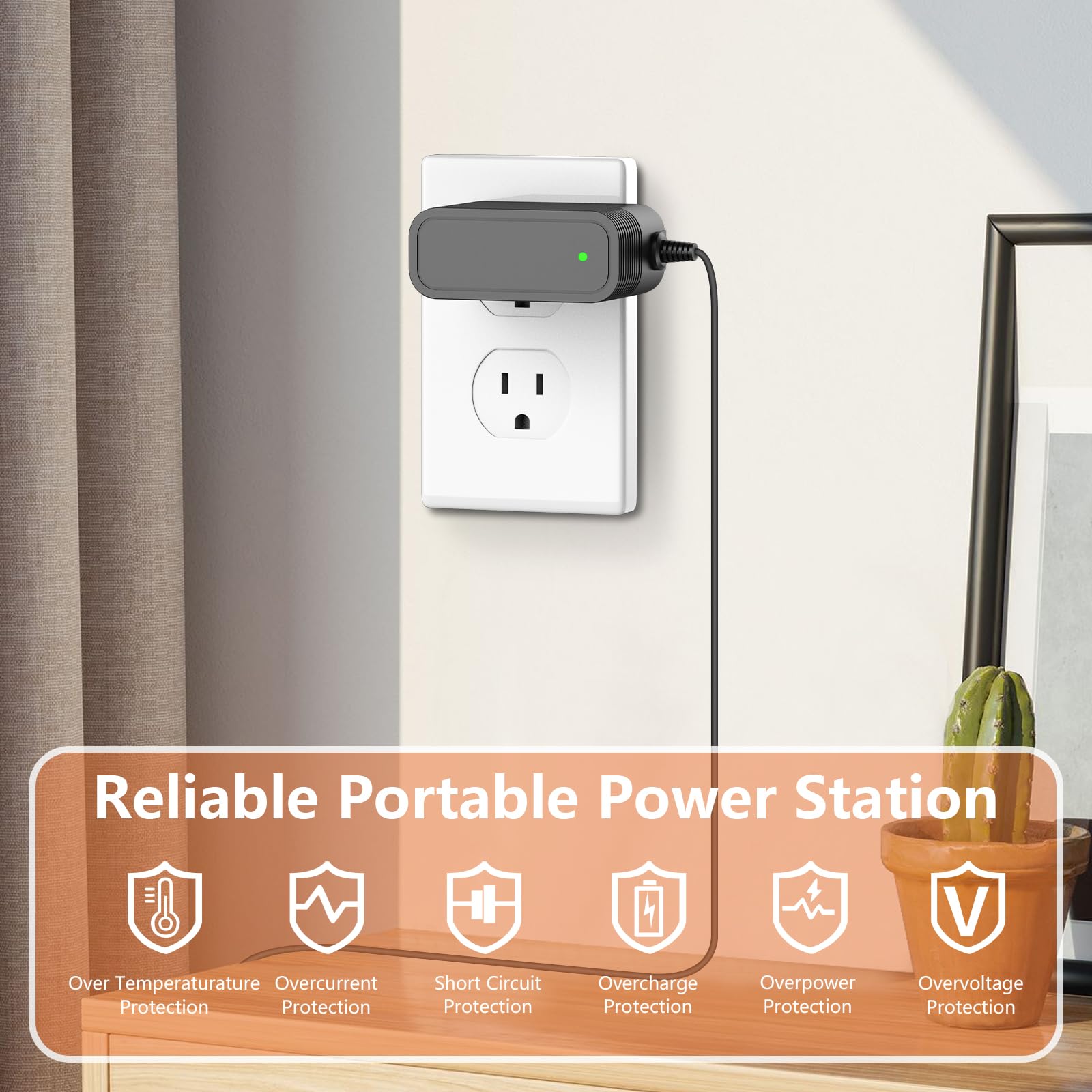 15V Charger for Portable Battery Pack Compatible with ZeroKor R65, R200, R100 and powkey HP200, G100, HP500S Portable Battery Pack Charger Adapter