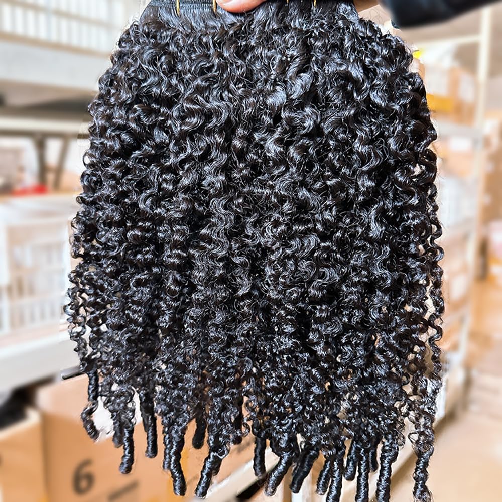 Extensiones de cabello humano rizado birmano con clip 3C4A, extensiones de cabello humano con clip de encaje 3C4A, 7 unidades, 4.23 onzas/juego, pinzas clásicas en espiral, extensiones de cabello 2