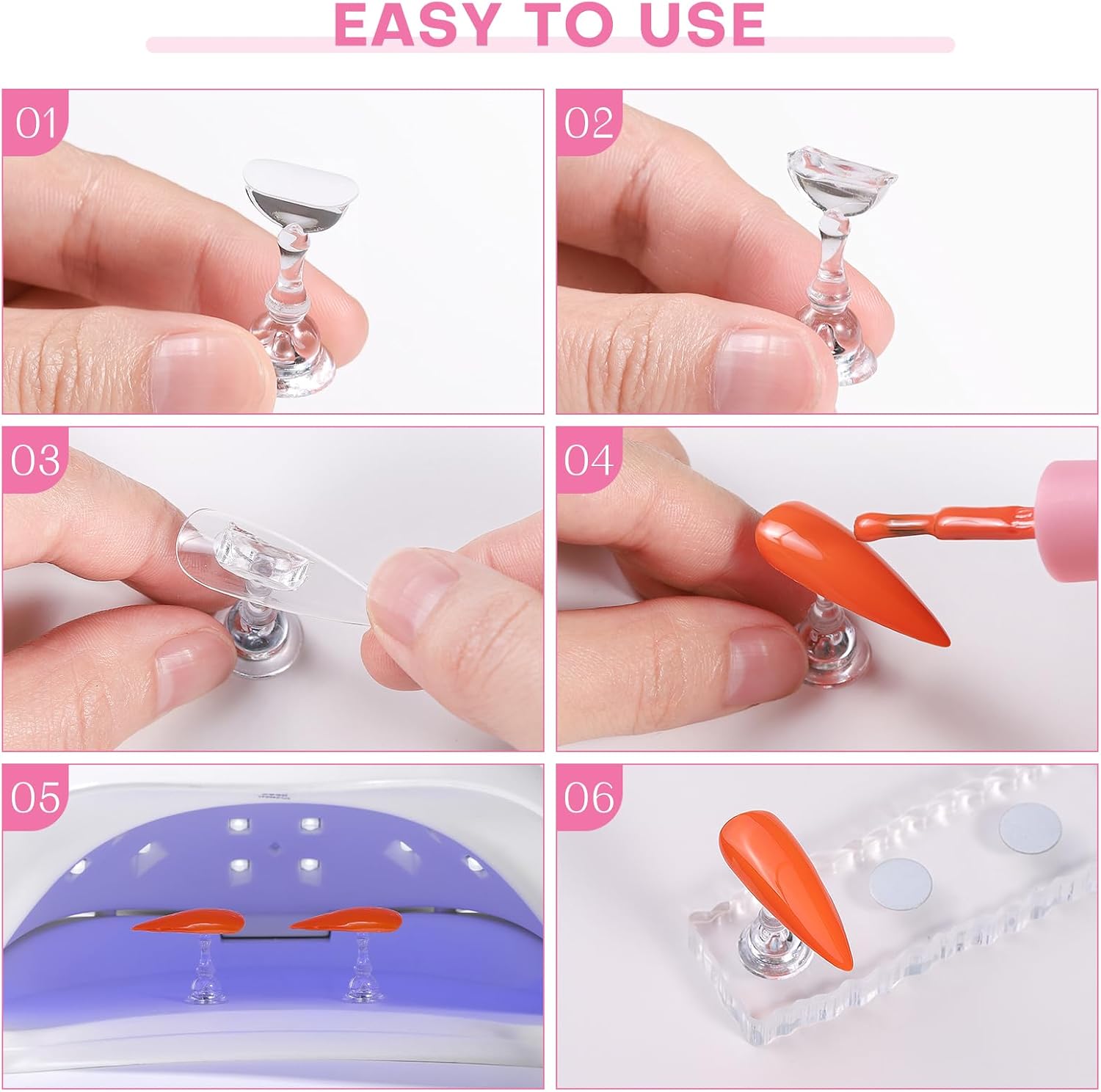 Nail Stand For Press On Acrylic Nail Holder Kit For Painting Nails Tip Arts Display With 300PCS Double-Sided Tape And 1 Heart Shaped Acrylic Stands For Nail Art Supplies
