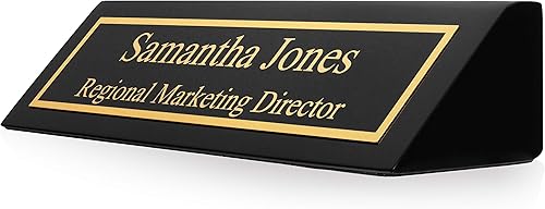 Miniatura 10 de Providence Engraving Placa de nombre de escritorio de madera personalizada para oficina, grabado láser personalizado con soporte para tarjetas de