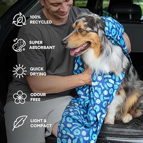 Miniatura 6 de Dock & Bay Toalla para mascotas - Toallas para perros superabsorbentes y de secado rápido con bolsa - 100% recicladas - Una cena de perros, mediana