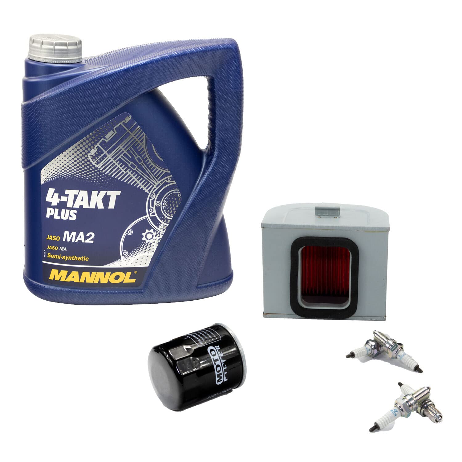 Wartungspaket Öl 4L + Luftfilter + Ölfilter + Zündkerzen für Hon da CB 750 CB750 RC42 Seven Fifty Baujahr 1992-2003