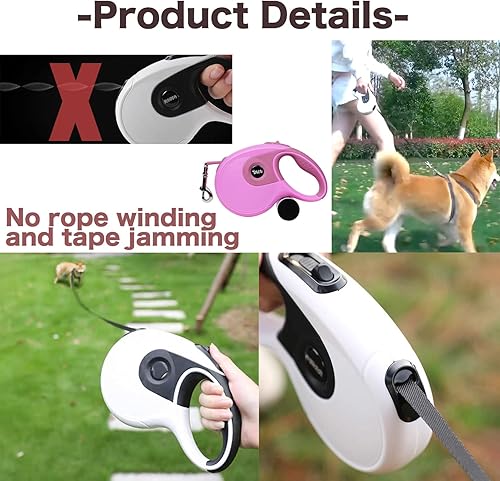 Miniatura 5 de Correa retráctil para perro de 26 pies con dispensador, adecuada para perros medianos y grandes de hasta 110 libras, diseño resistente con mango