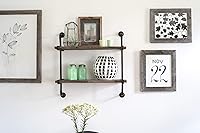 Vista 2 de BARNWOODUSA Estante de madera rústico con 2 tablones, repisa de pared de granja, gris envejecido natural