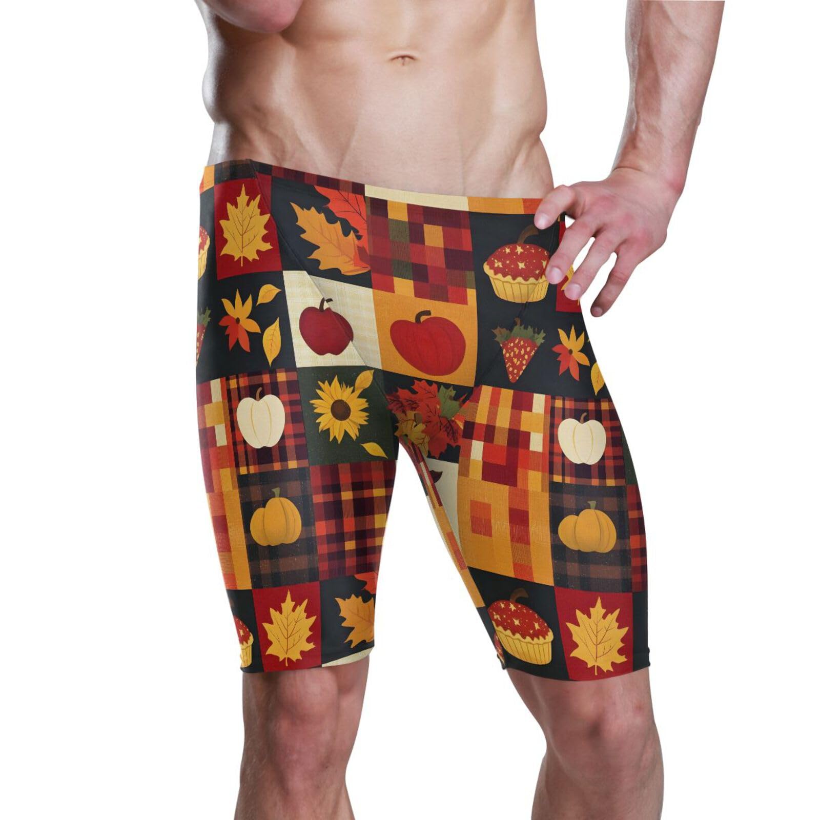 UMIRIKO Mens Swim Shorts Trunks Swimsuit Autumn Leaves Thankgiving Men's Athletic Swimwear Jammers XL 202b8185
