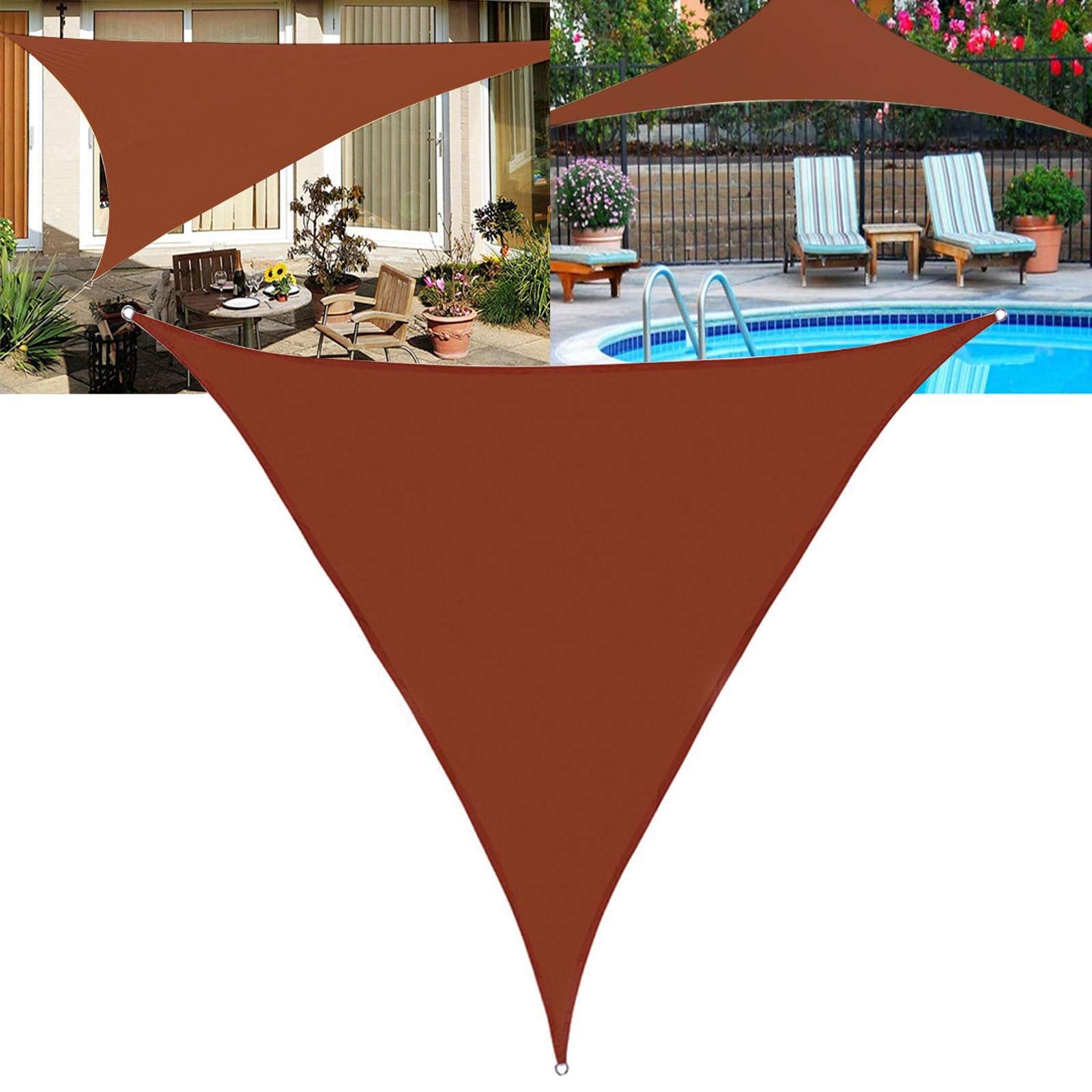 Voile d'ombrage triangulaire imperméable contre pluie et soleil