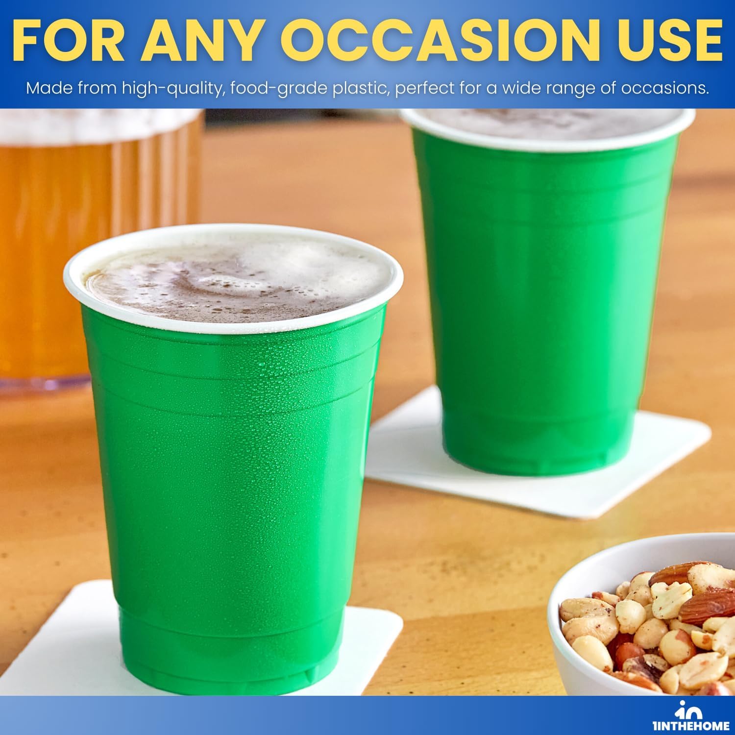 Green Plastic Cups 16 oz Disposable Party Cups for Beer, Wine, Cocktails, Soda, and Events (50 Pack) - Image 4