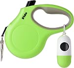 Fida Retractable Dog Leash with Dispenser and Poop Bags, 16 ft Pet Walking Leash for Small Dog or Cat up to 26 lbs, Anti-Slip Handle, Tangle Free, Reflective Nylon Tape (S, Red)