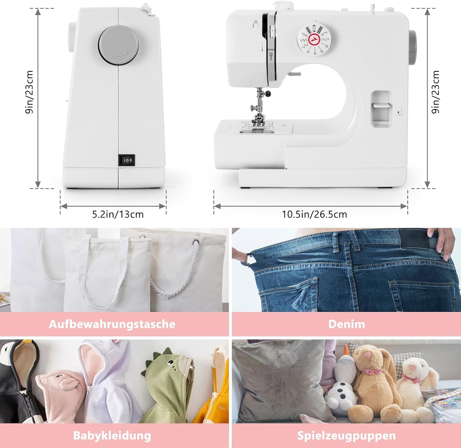 Macchina da cucire meccanica per principianti e principianti, 12 programmi di cucitura, braccio libero, luce da cucito e pedale elettrico con pedale e kit da cucito