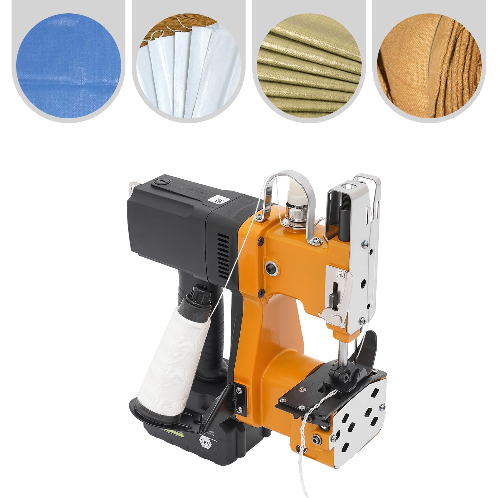 Maquina de coser portátil,Maquina Coser con 36 V batería de litio, 2600 puntadas por minuto para sacos, máquina de coser para sacos tela saco arenas saco yute