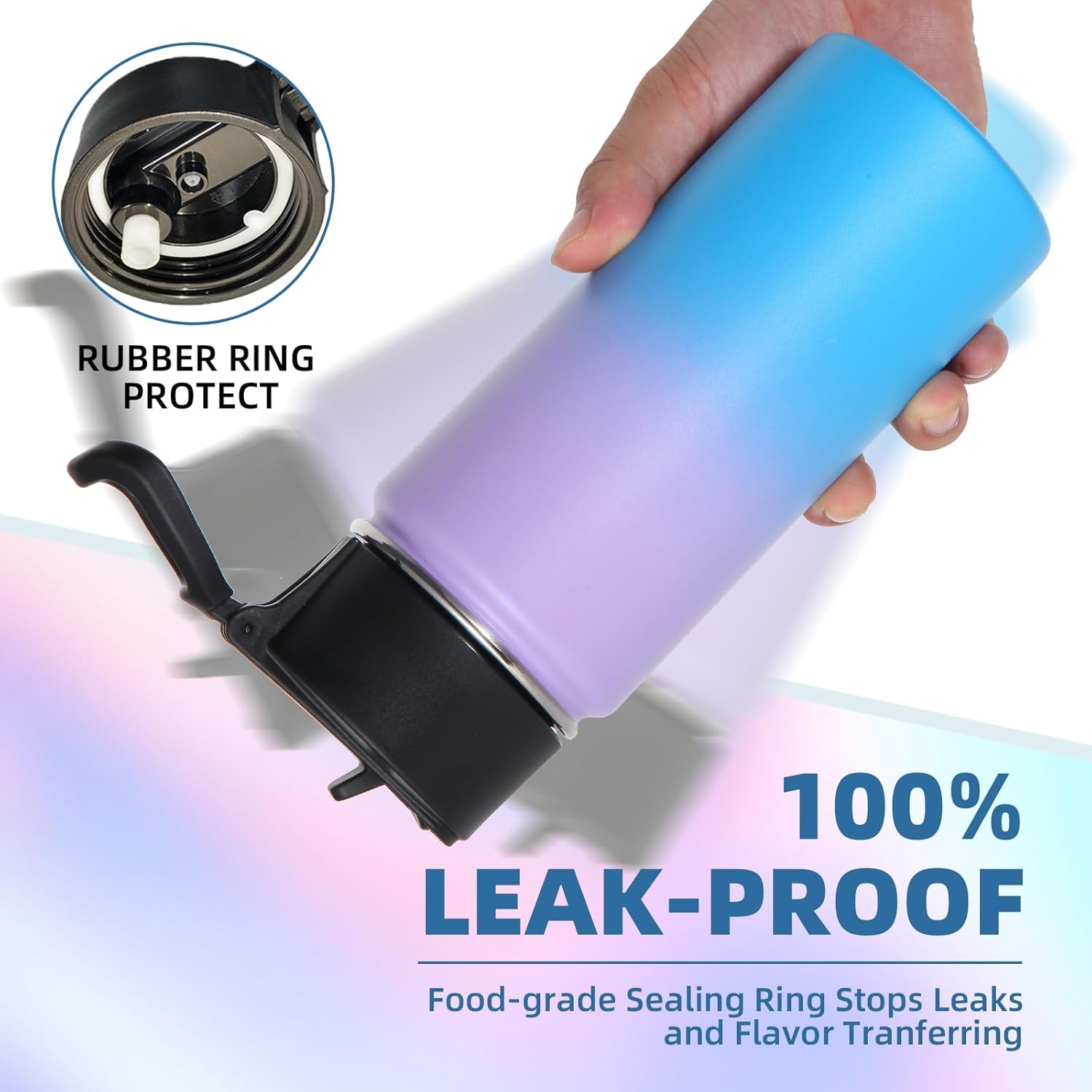 Volhoply 16 OZ Kids Water Bottle Bulk 8 Pack,Insulated Sports Bottles with Straw Lid,Stainless Steel Bottle with Handle Keep Cold & Hot,Double Wall Vacuum Tumbler Cups for School(Assorted, 8) - Image 6