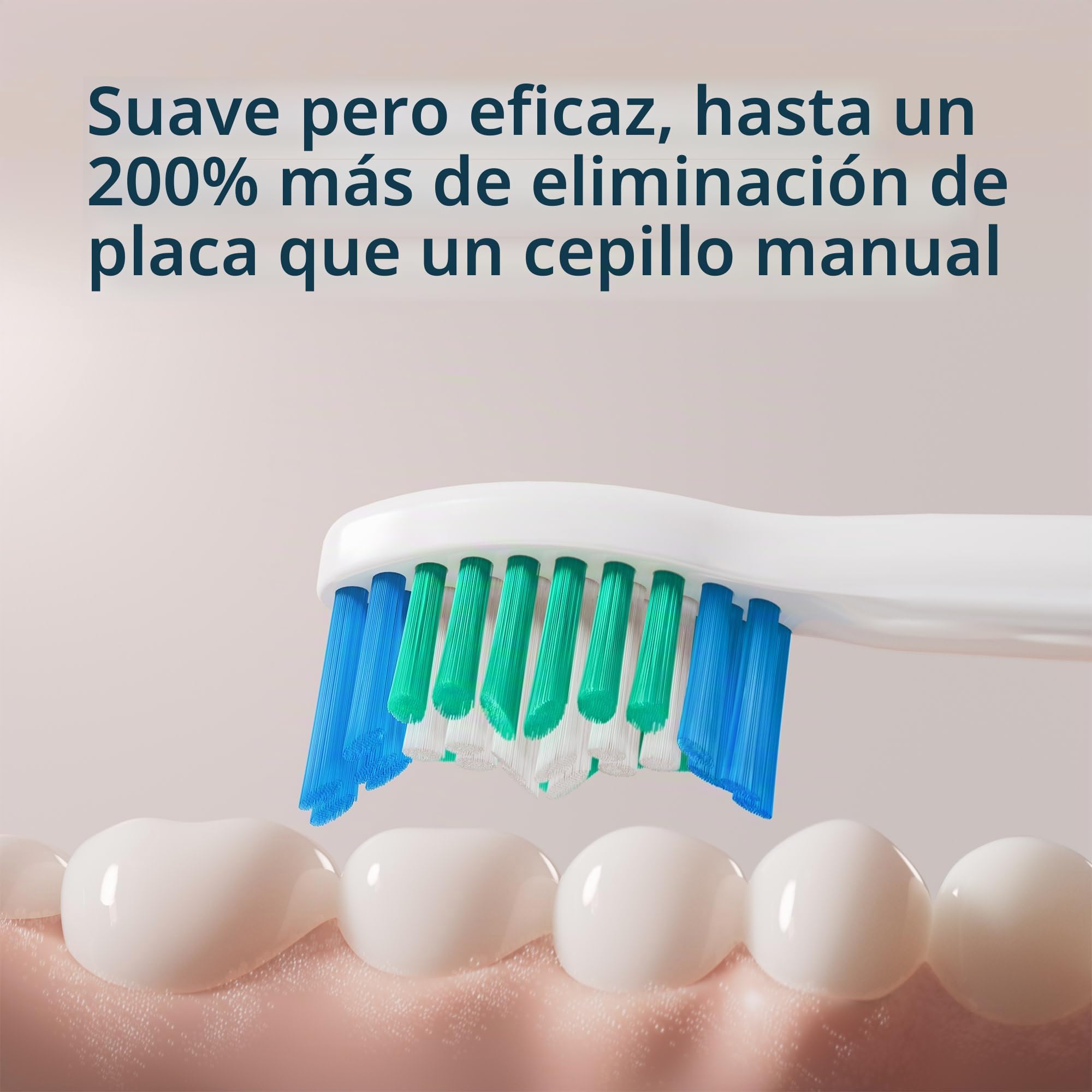 PHILIPS Sonicare 2100 - Cepillo de dientes eléctrico recargable, 1 cabezal de cepillo, color blanco | 200% más de eliminación de placa, 2 ajustes de cepillo, temporizador guiado de 2 minutos, batería de 14 días, HX3661/04