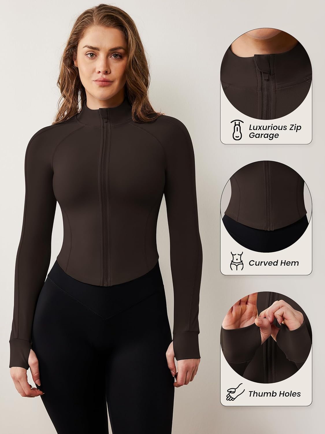 AVGO Women's Workout Jacket Lightweight Zip Up Cropped Yoga Jackets Slim Fit Athletic Tops with Thumb Holes - Image 4