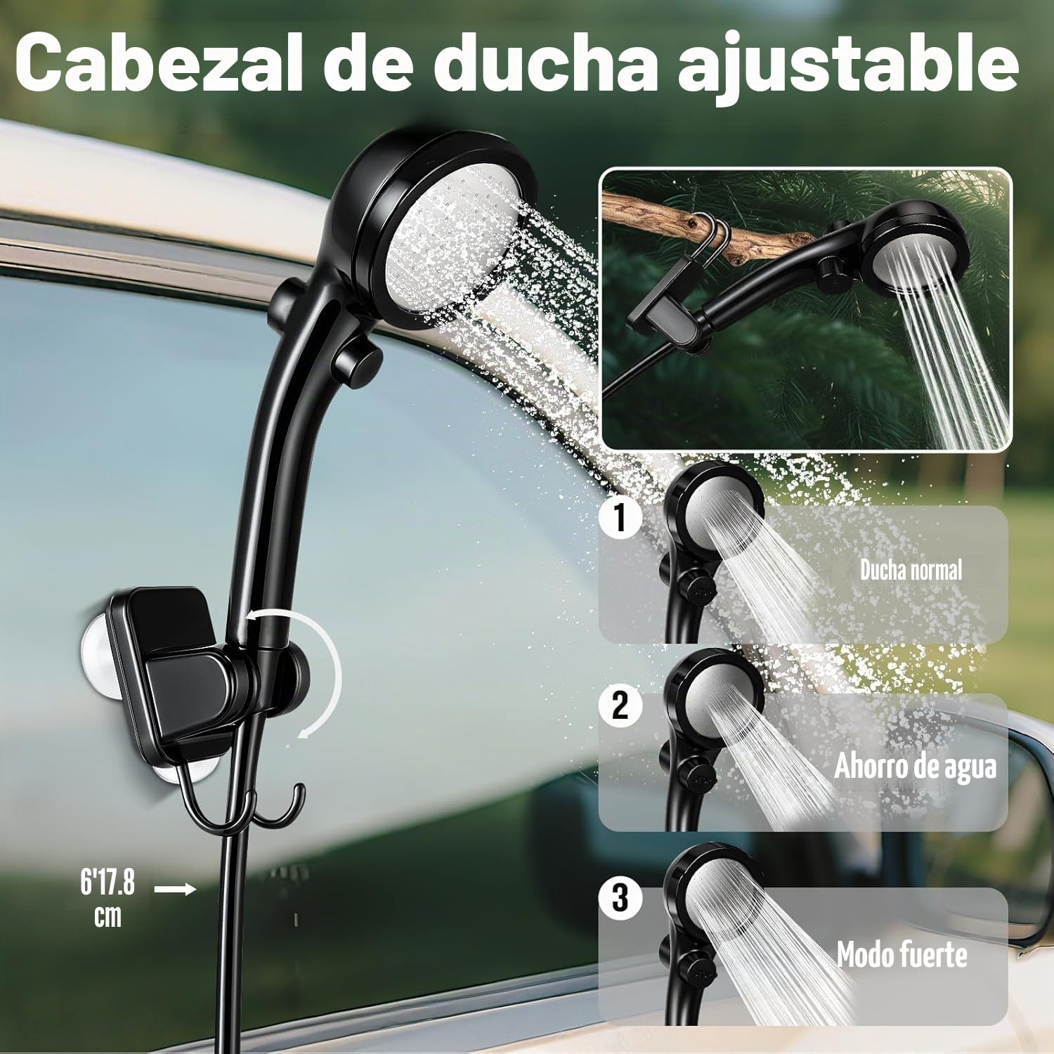 Goody King Ducha Portatil Camping con Bomba Batería 6000mAh – Kit Ducha Agua con Cubo Plegable 20L, Cabezal 3 Modos, Manguera 2m, IPX7, Carga USB-C – Ducha Camper Furgoneta Exterior Perro Jardín