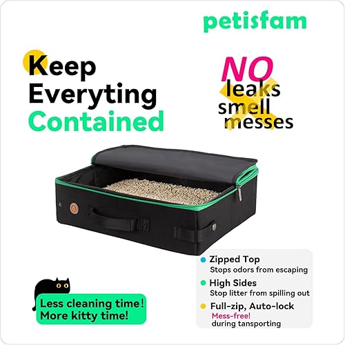 Miniatura 4 de Arenero para gatos portátil de viaje. Ultra-ligero, deja de cargar un arenero pesado y difícil. Tapa con cremallera, mantiene todo contenido. Ideal