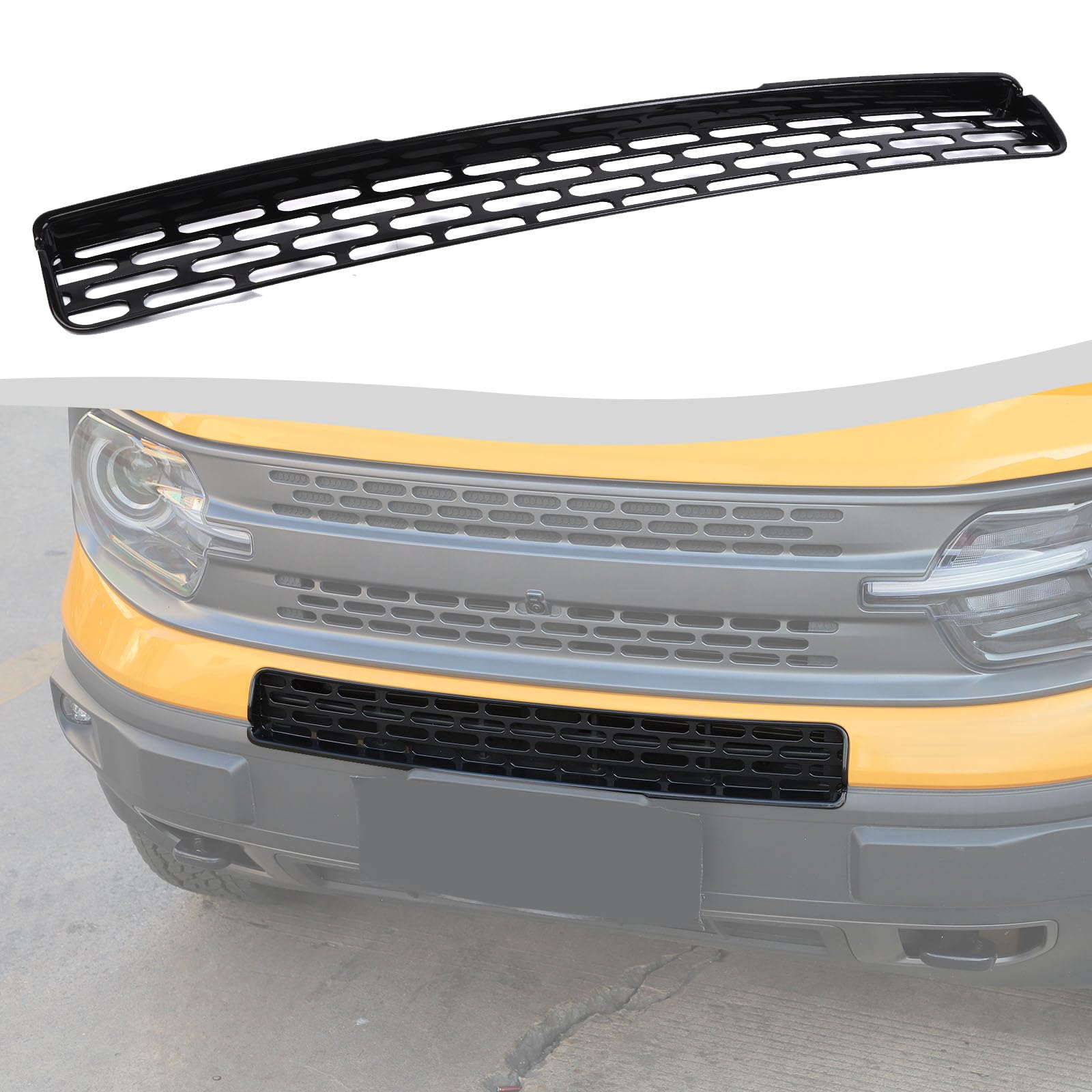 SQQP Front Mesh Grill Insert Compatible with Ford Bronco Sport 2021-2024, Front Grille Insert Guard Cover Trim for Bronco Sport Exterior Accessories(Black)