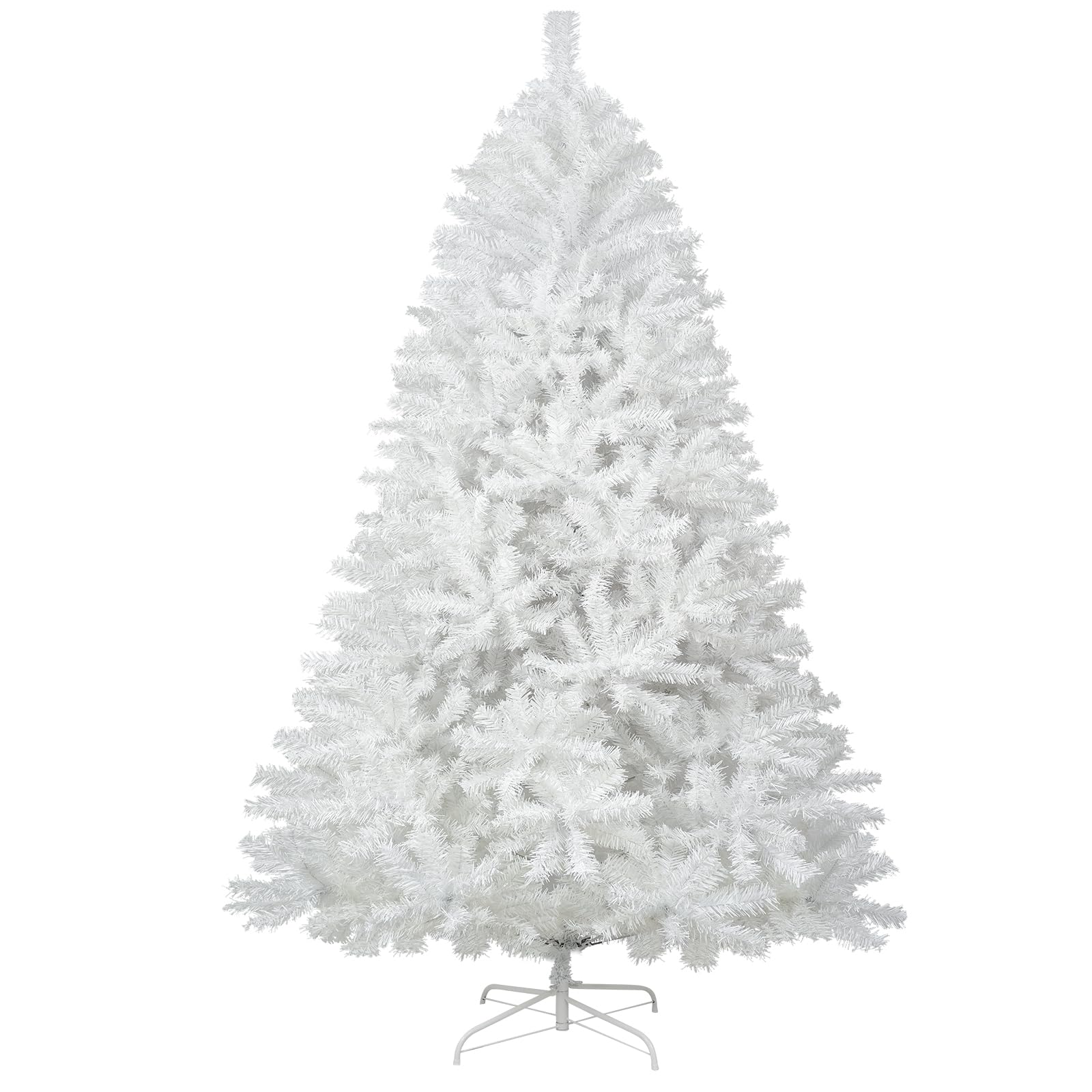 JEAREY 6ft Artificial Holiday Christmas Tree, Premium Hinged Spruce Holiday Xmas Tree for Home, Office, Party Decoration with 1000 Branch Tips, Easy Assembly, Metal Hinges & Foldadble Base, White