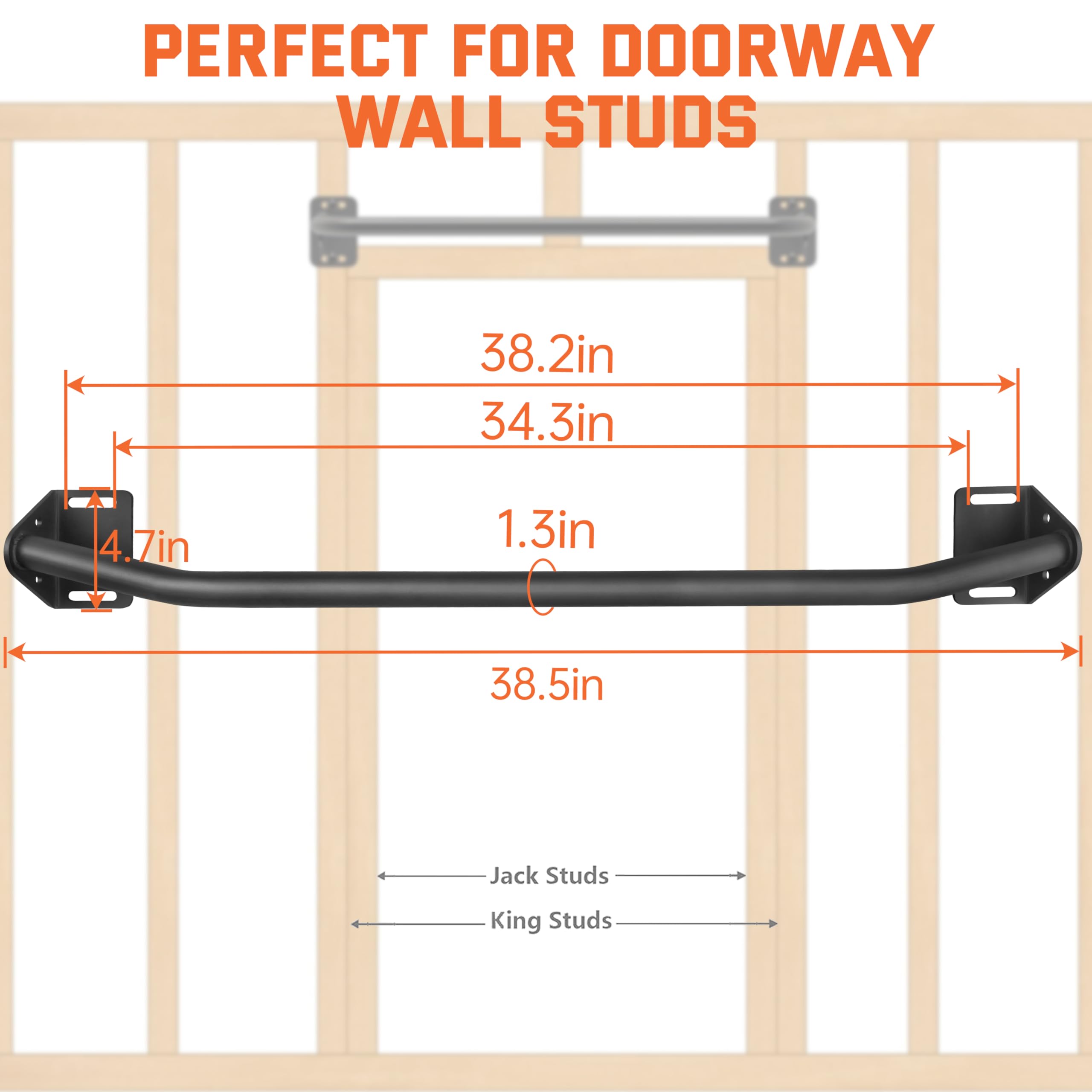 HWOOUSA Pull Up Bar Wall Mounted-Heavy Duty Joist Mounted Pull Up Bar-Premium Strength Training Pull-Up Bars-Fast and Easy Installation for Home and Garage Use,Supports up to 600 Lbs
