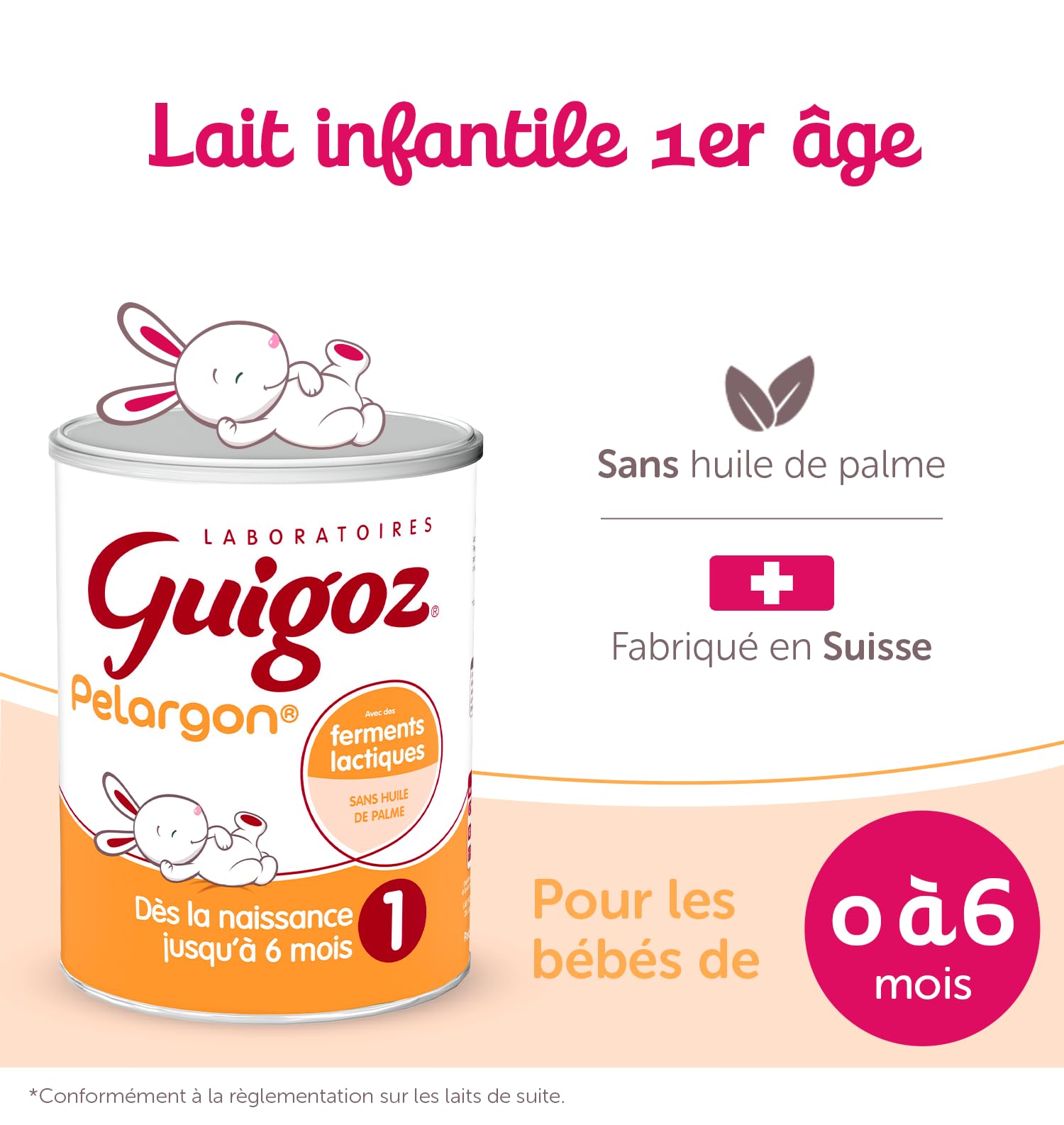 GUIGOZ PELARGON 1 Lait bébé en poudre 1er âge - de 0 à 6 mois - Boîte de 780g