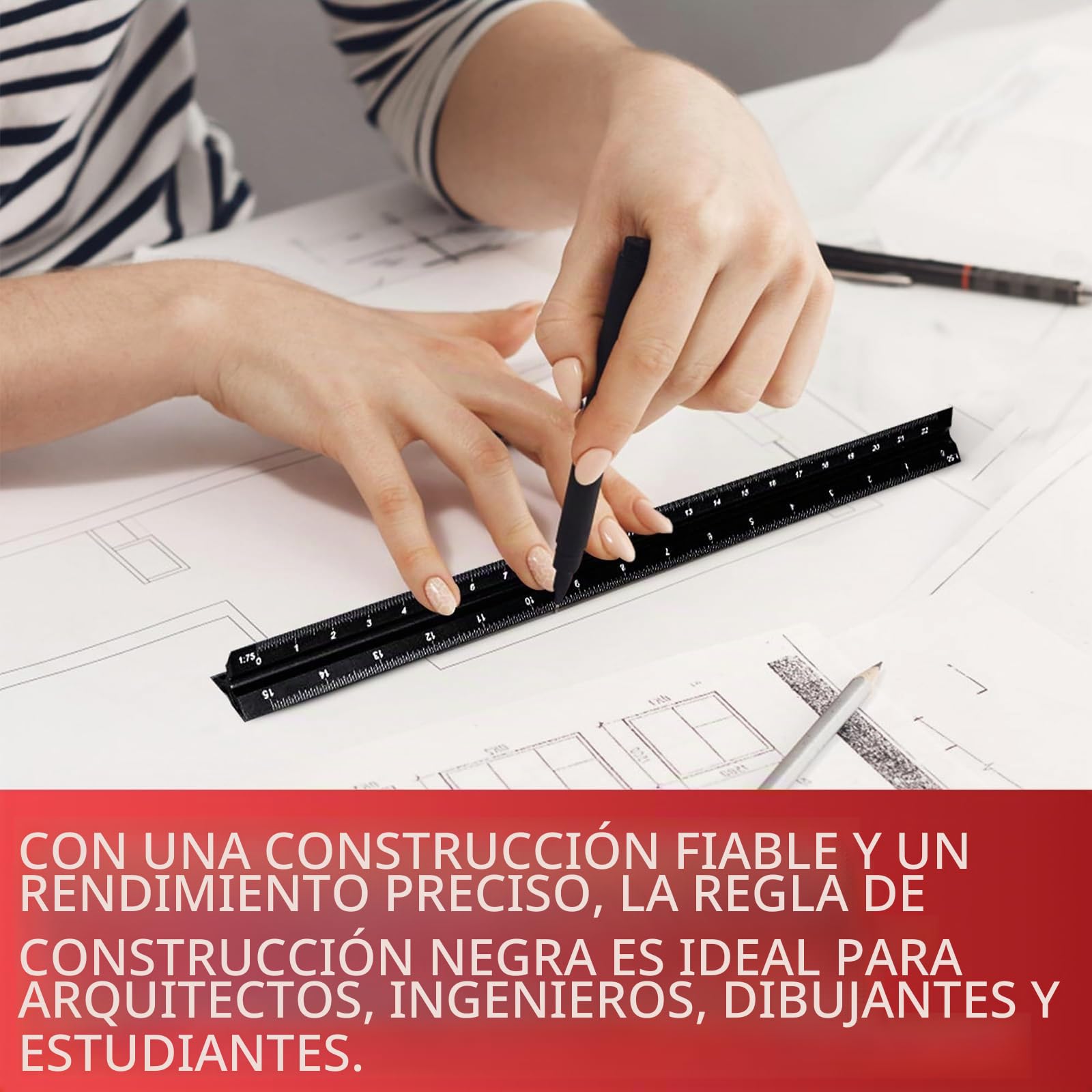Escalimetro Profesional Regla, Regla de escala arquitectónica, regla de escala triangular de aluminio métrica 1:20, 1:25, 1:50, 1:100, 1:200, 1:500, para arquitectos/ingenieros/dibujantes