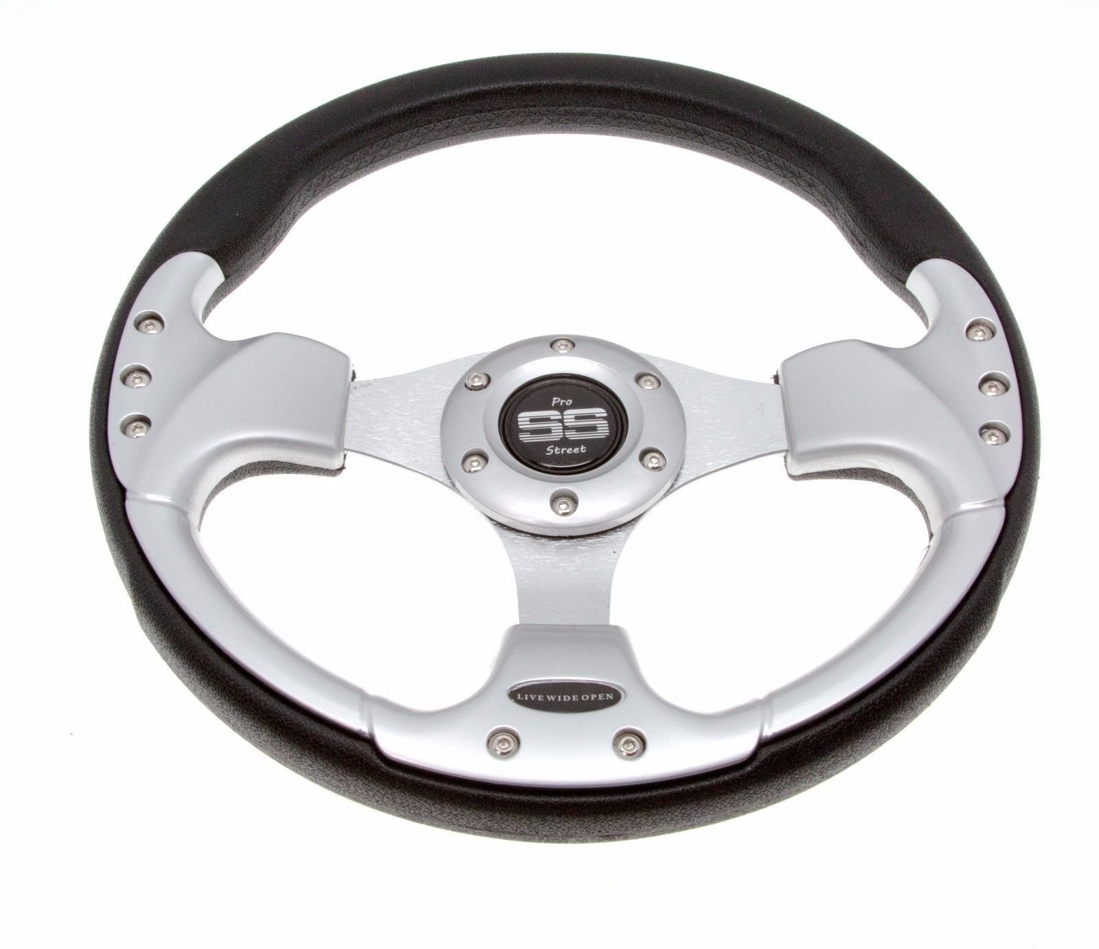 Club Car Precedent Steering Wheel with Hub Adapter - Black and Silver 2004+