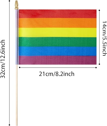 Miniatura 2 de ZXvZYT Paquete de 12 banderas de arco iris del orgullo, gay, LGBT, pequeñas, de mano, para festivales, fiestas, desfiles (5 x 8 pulgadas)