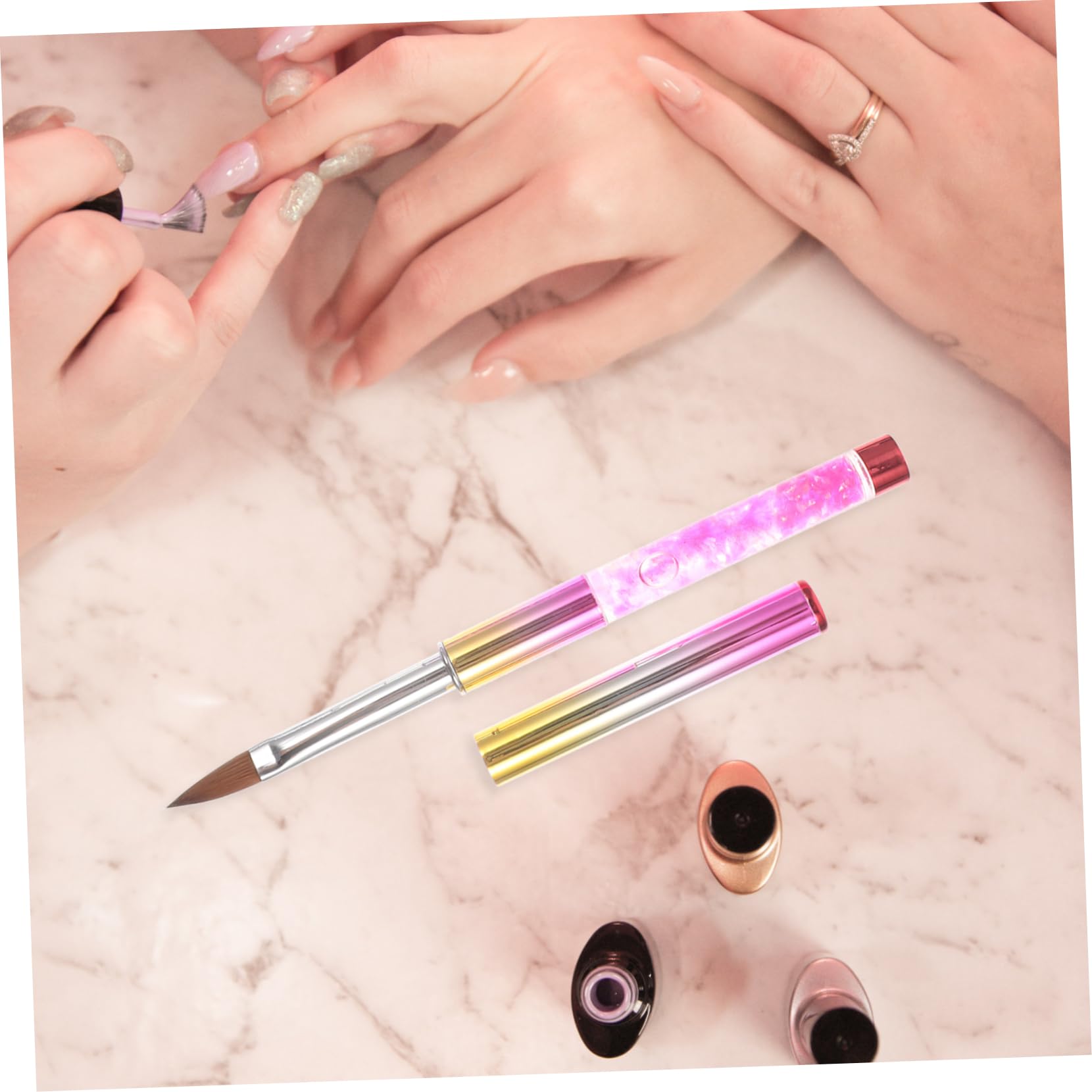 Healeved 10 Piezas Pluma de de luz tallada pinceles para uñas pinceles uñas bolígrafo para pintar uñas accesorios de tecnología de uñas accesorios de uñas pluma de uñas