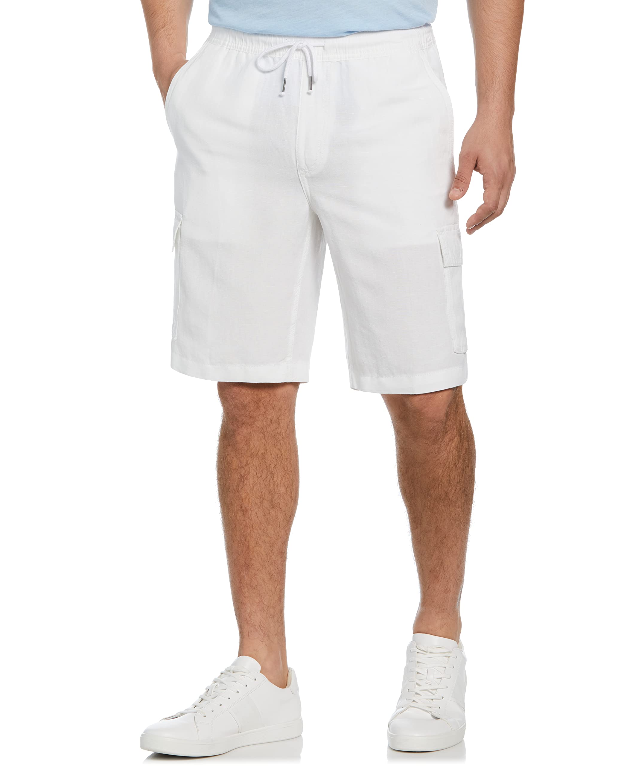 CubaveraMen's 10 Inch Linen Blend Pull-on Drawstring Cargo Short, Classic Fit