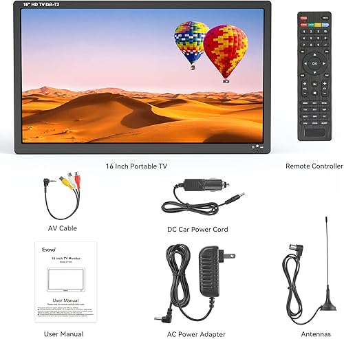 Miniatura 8 de Eyoyo Televisión portátil de 16 pulgadas, 12 pulgadas, 9 pulgadas (16 pulgadas de televisión portátil)