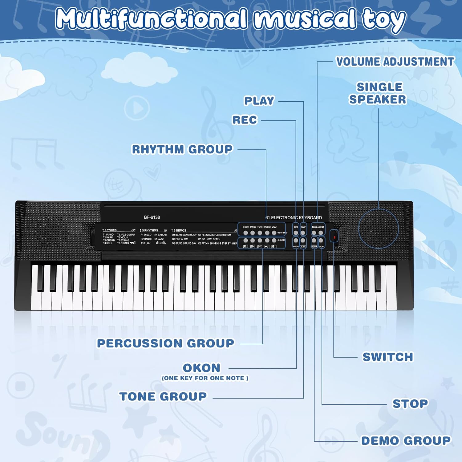 Kids Piano 61 Keys Electronic Piano