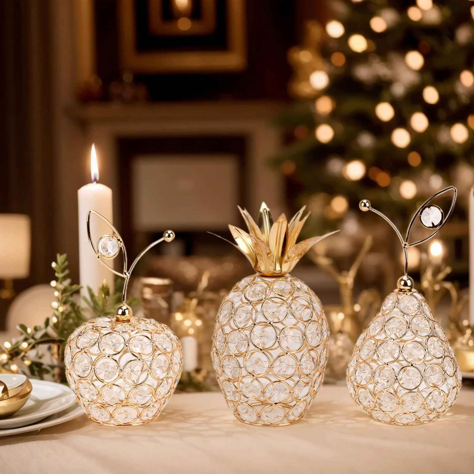 Amazon.com: Primst Set of 3 Crystal Metal Apple Pear Pineapple