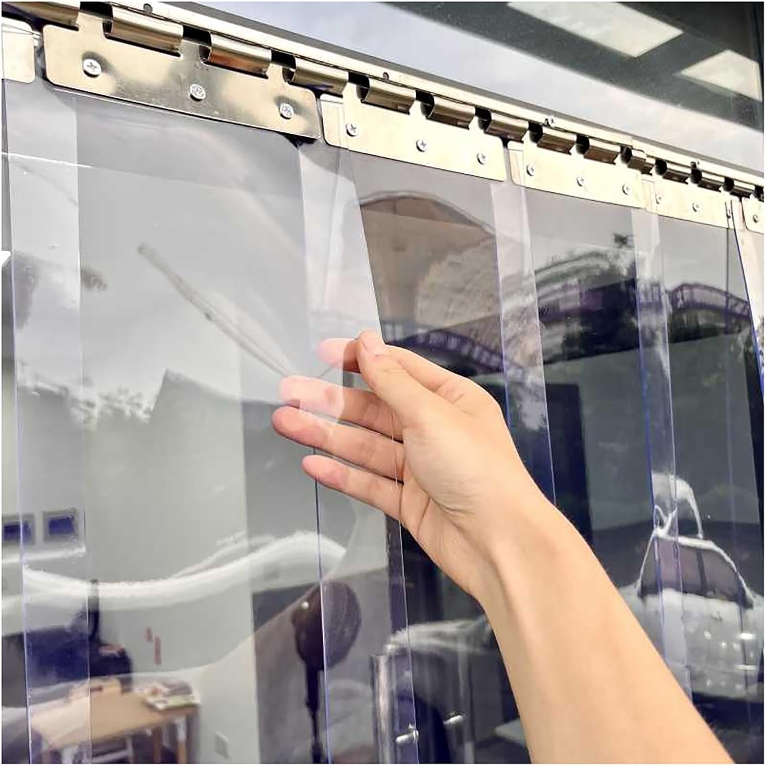 Transparent PVC Strip Door Curtain - Windproof Freezer & Cooler Curtain for Doorways, Warehouses, Shops, Patios - Easy Install (120x190cm/47.24x74.8in)