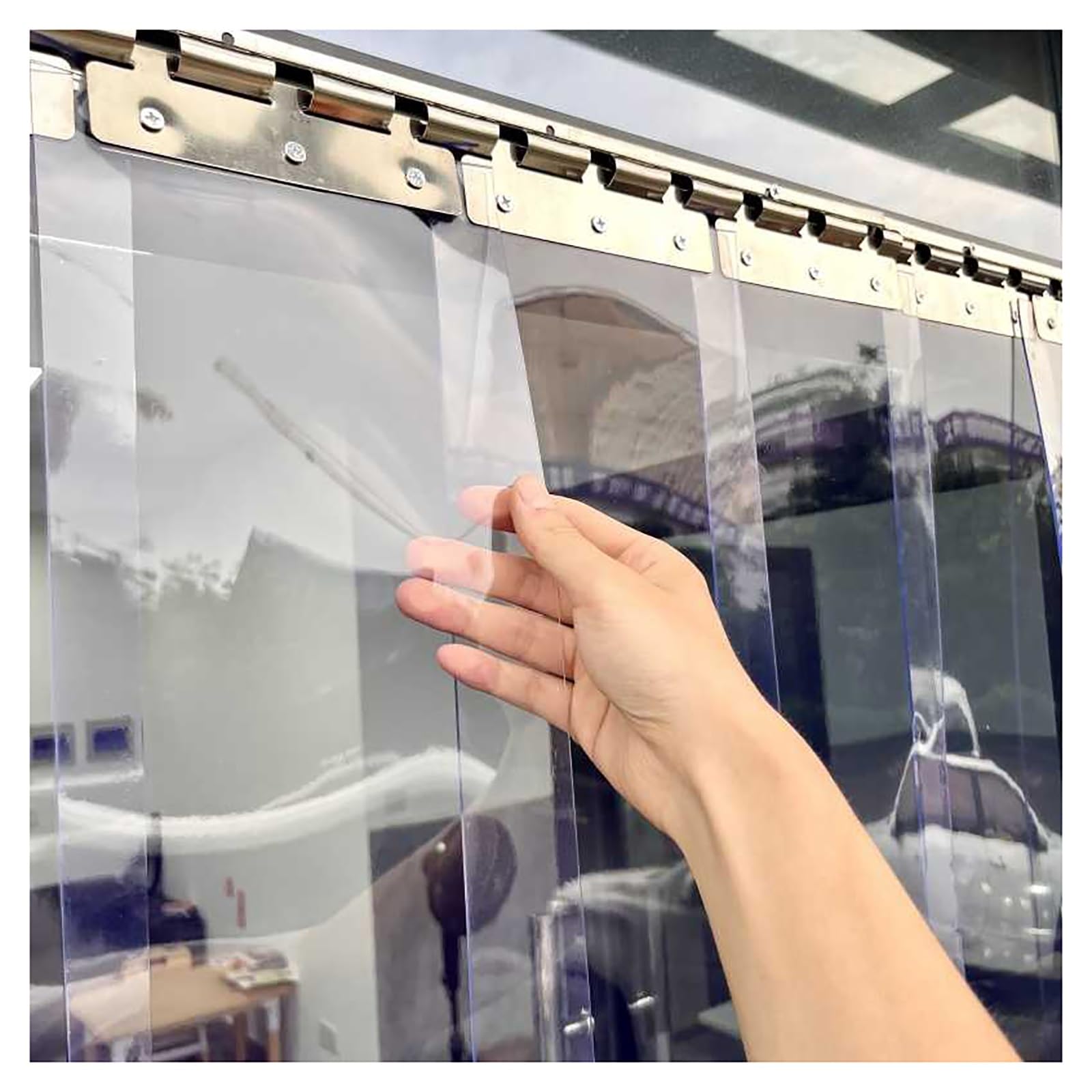 Rideau de porte en PVC transparent robuste pour isolation thermique de magasin 150x270cm
