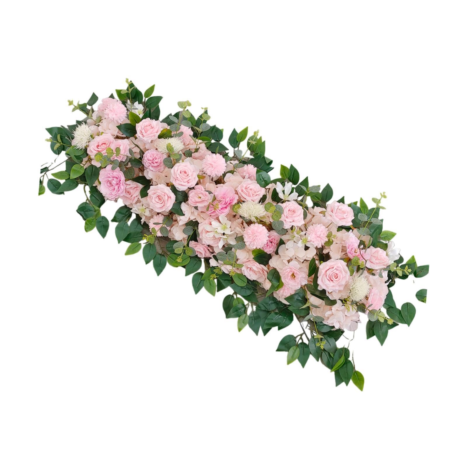 Kunstblumen Blumengesteck Handgefertigte Girlande Hochzeitstürkranz Künstliche Pflanzen für Festsaal Balkon Gartendekoration, Rosa