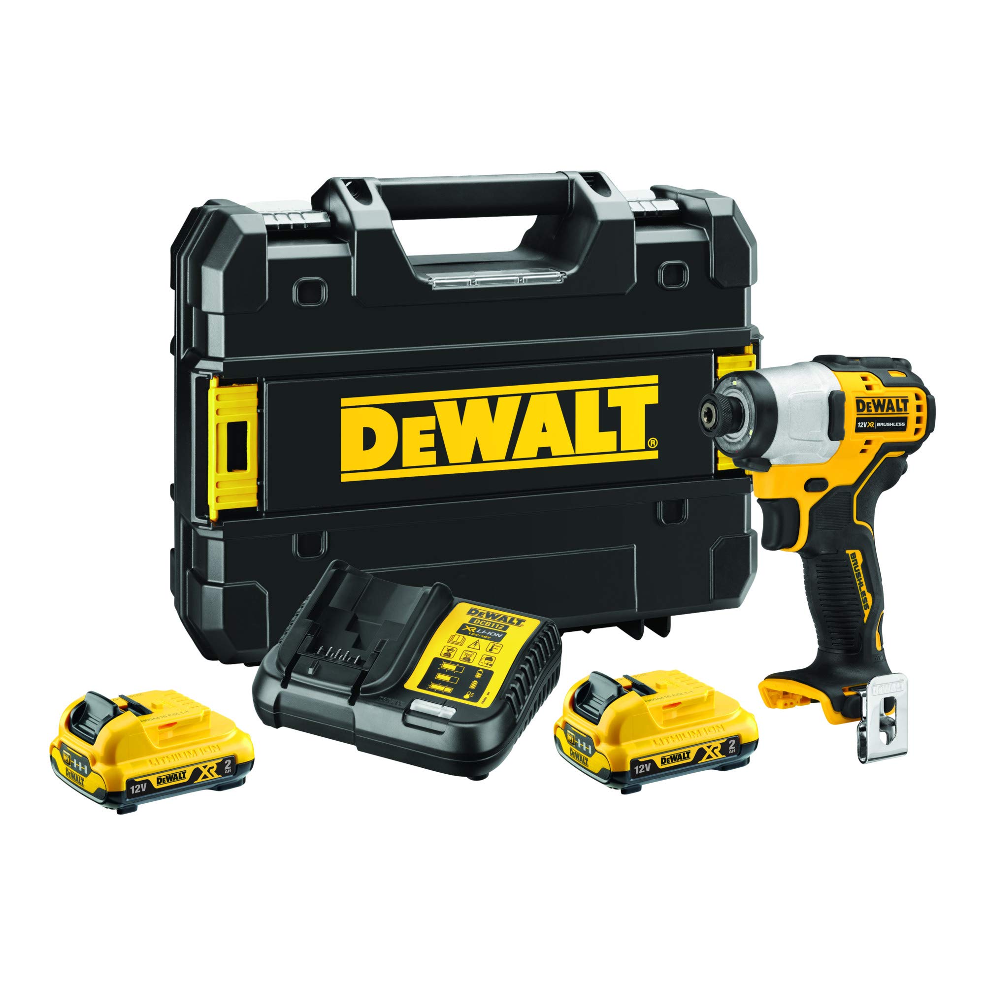 DEWALT DCF801D2-QW - Avvitatore a impulsi XR 12V 1/4" 163Nm con 2 batterie Li-Ion da 2Ah e valigetta TSTAK