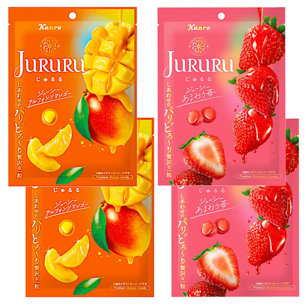 Amazon.co.jp: Jururu 2 Types (Alphonso Mango, Strawberry), 2 Bags