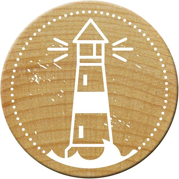 Woodies Wood Lighthouse Stamp, 3.4x 3.4x 3.5cm
