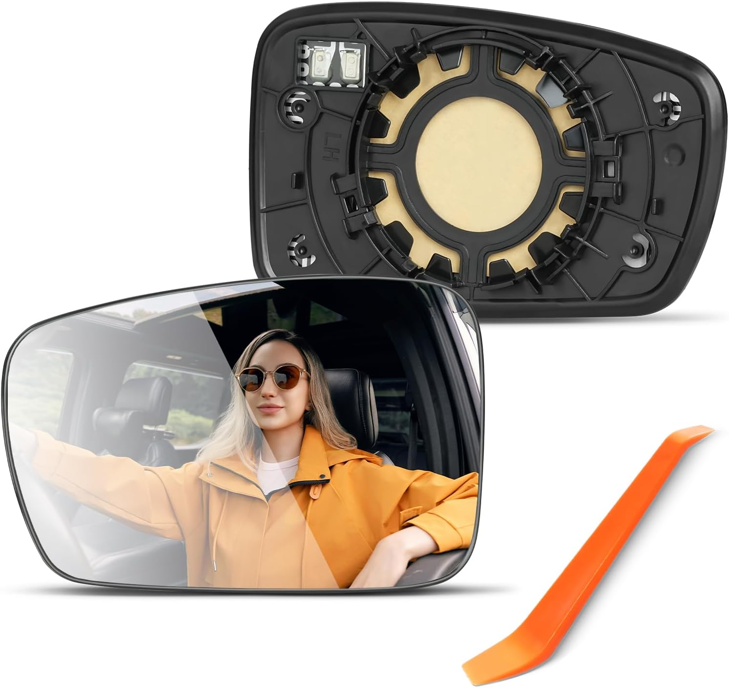 Compatible with Hyundai Sonata Driver Side Mirror 2011 2012 2013 2014 -Left Side View Mirror Replacement Glass with Backing Plate, Power Heated