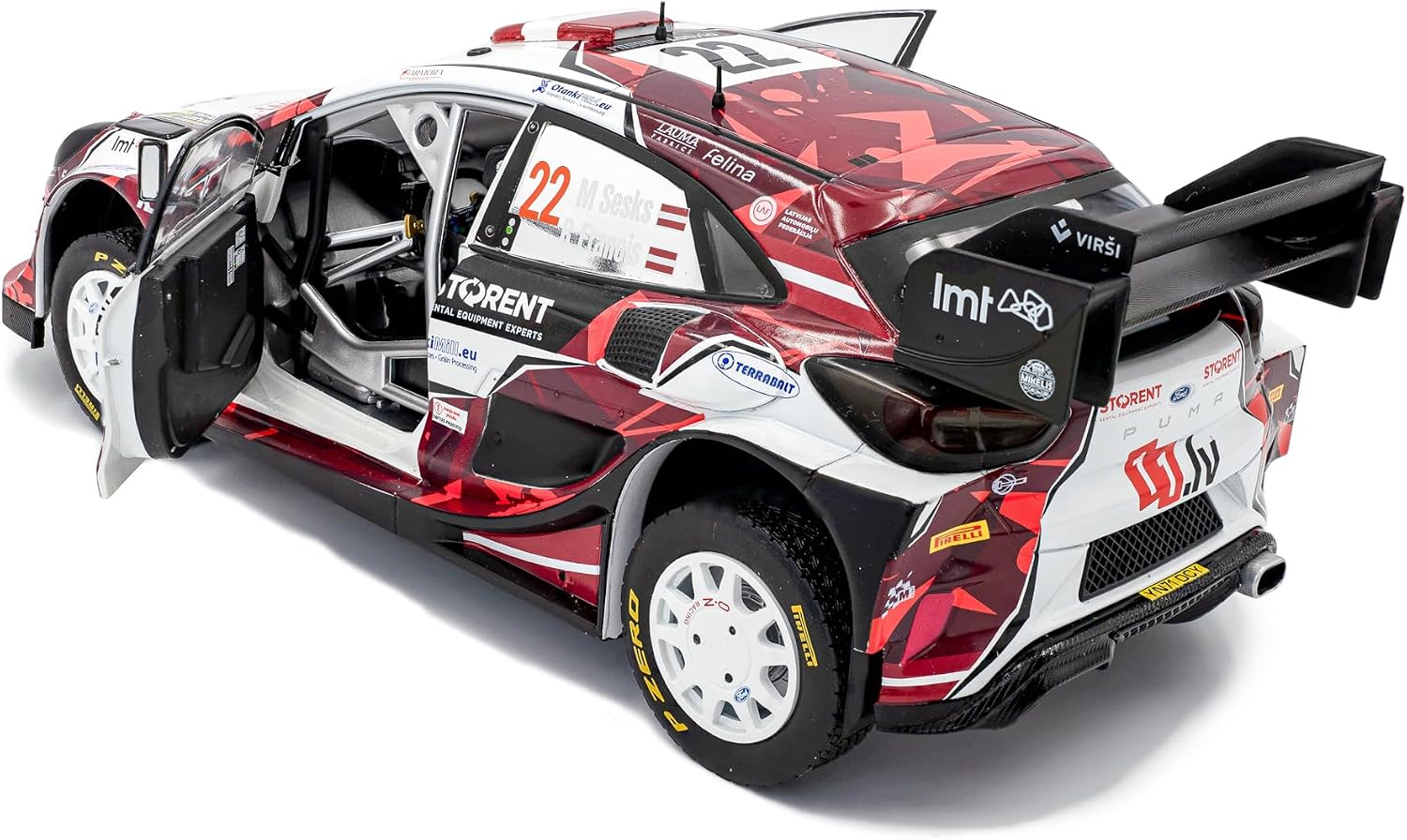 Solido 1:18 Scale Ford Puma Rally1 Hybrid White #22 M.Sesks/R.Francis TET Rally Latvia 2024 Diecast Model Car S1809507