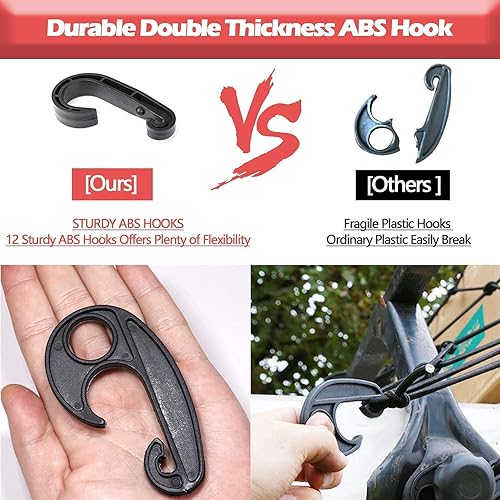 Miniatura 5 de Red de carga súper resistente con núcleo de látex natural para camioneta de 4 x 6 pies, se estira hasta 8 x 12 pies  12 mosquetones + 12 ganchos