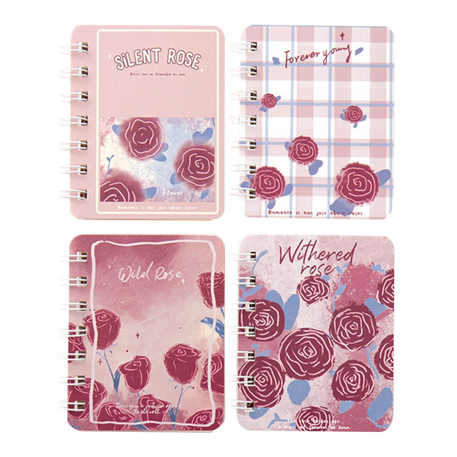 KASTWAVE 4PCS Pocket Spiral Notebooks, A7 Mini Notepads Small Pocket Notebook Journal for Women Gift Office School Supplies