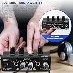 Pyle 4-Channel Portable Stereo Headphone Amplifier - Professional Multi Channel Mini Earphone Splitter Amp w/ 4 ¼” Balanced TRS Headphones Output Jack and 1/4" TRS Audio Input for Sound Mixer