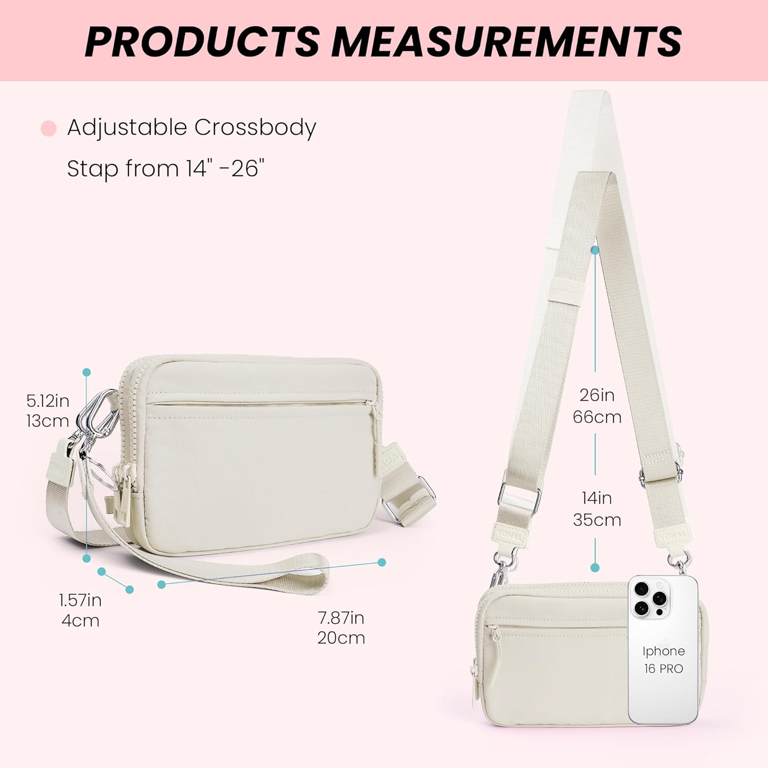 VONAL Wristlet Wallets for Women, RFID Wristlet Purse Built in Wallet, Small Nylon Crossbody Bags, Credit Card Holder - Image 7