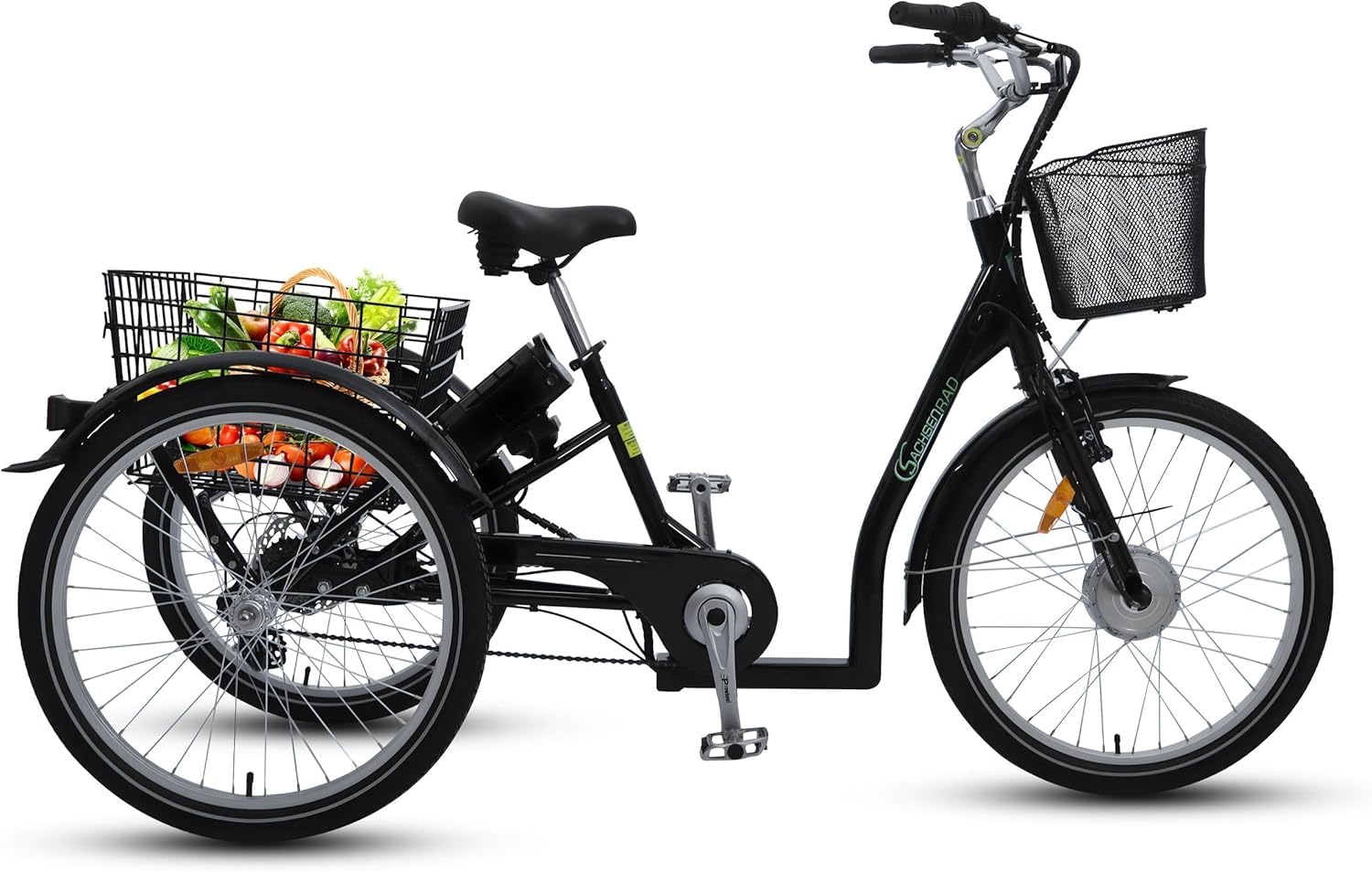 BAFANG Vélo cargo électrique T3A 250 W 36 V, 16 Ah | 100 Nm BAFANG Moteur central avec dérailleur 8 vitesses pour transport enfant Ebike Pedelec, cellule LG noire avec housse de pluie