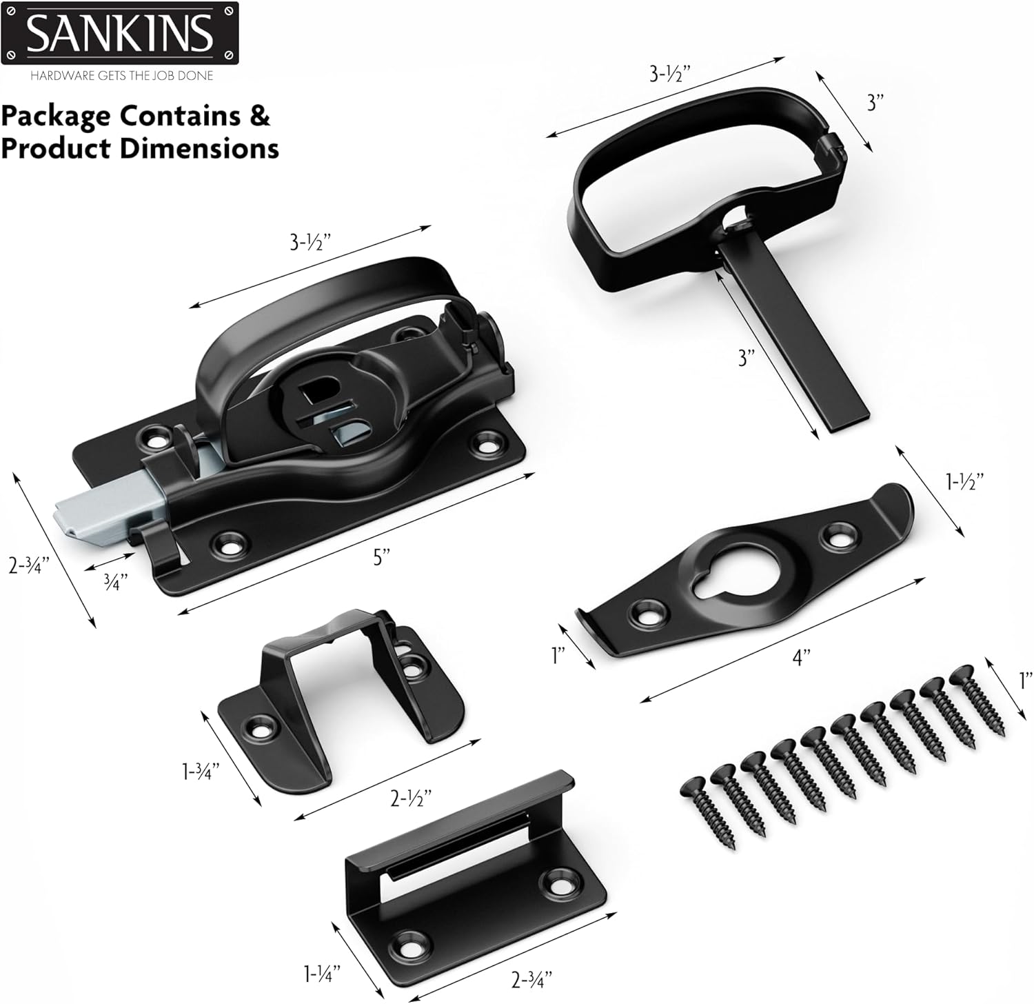 Swinging Shed Door Latch, Barn Door Latch for Interior & Exterior, Heavy Duty Gate Door Latch Shed Door Handle, Double Sided Gate Latch for Wooden Fence, Shed Door, Vinyl, Metal Gates