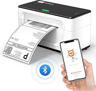 MUNBYN Bluetooth Thermal Label Printer 203DPI 4x6 for Shipping Packages Postage Address Home Small Business, Compatible with Etsy, Shopify, Ebay, Amazon, Royal Mail, FedEx, UPS, ITPP941, White
