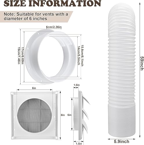 Miniatura 2 de Maasechs Kit de conector de montaje en pared para manguera de escape de CA portátil con manguera de 59 pulgadas y cubierta de ventilación de 6