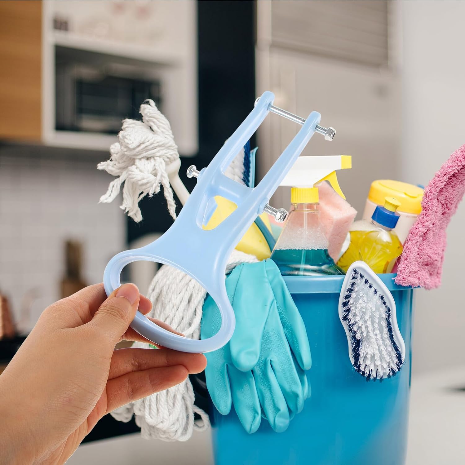 OSALADI Replacement Mop Handle 6.5cm Khaki Plastic Pull Handle for Sponge Mop Part Accessory for Home and Commercial Floor Cleaning