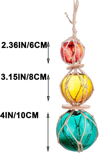 Miniatura 4 de Decoración costera de playa, decoración náutica con flotadores de pesca de cristal, bolas de boya de vidrio aguamarina de 3 pulgadas, 4 pulgadas,