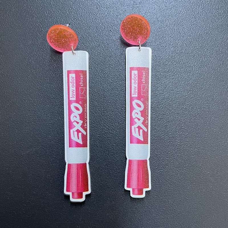 Pencil Acrylic Earrings Marker Pen Teacher Stud Earrings for Women Handmade Colorful Drop Dangle Earrings for Teachers Appreciation Day Back to College Creative Jewelry Gifts - Image 6